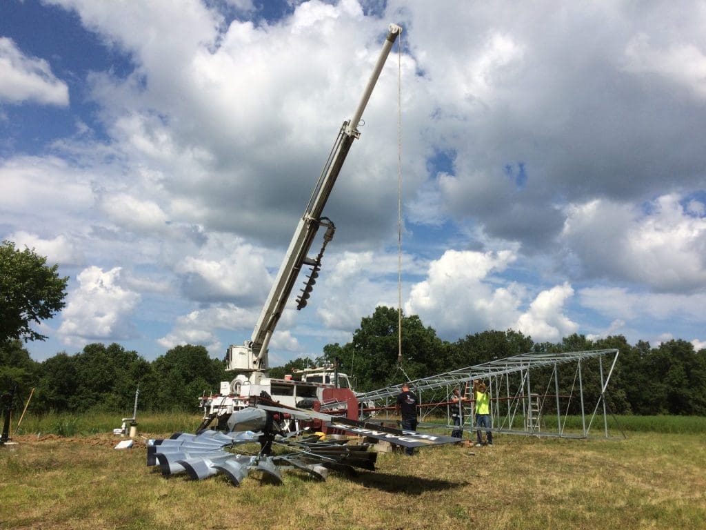 Crane Installing New Windmill